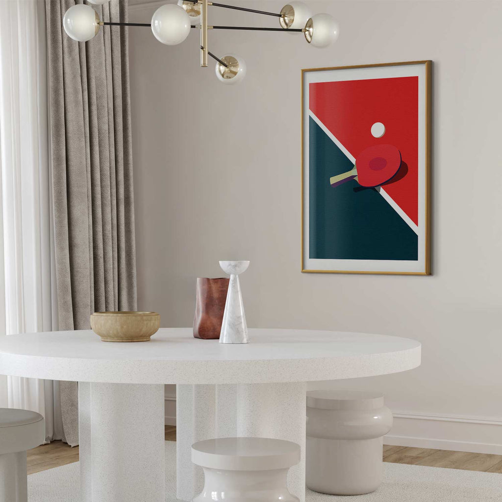 Table Tennis Ball and Racket Sports Poster