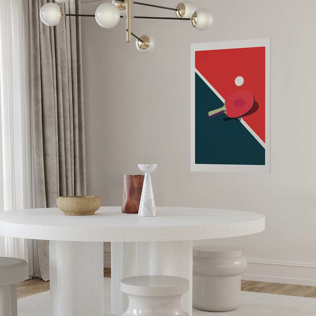 Table Tennis Ball and Racket Sports Poster
