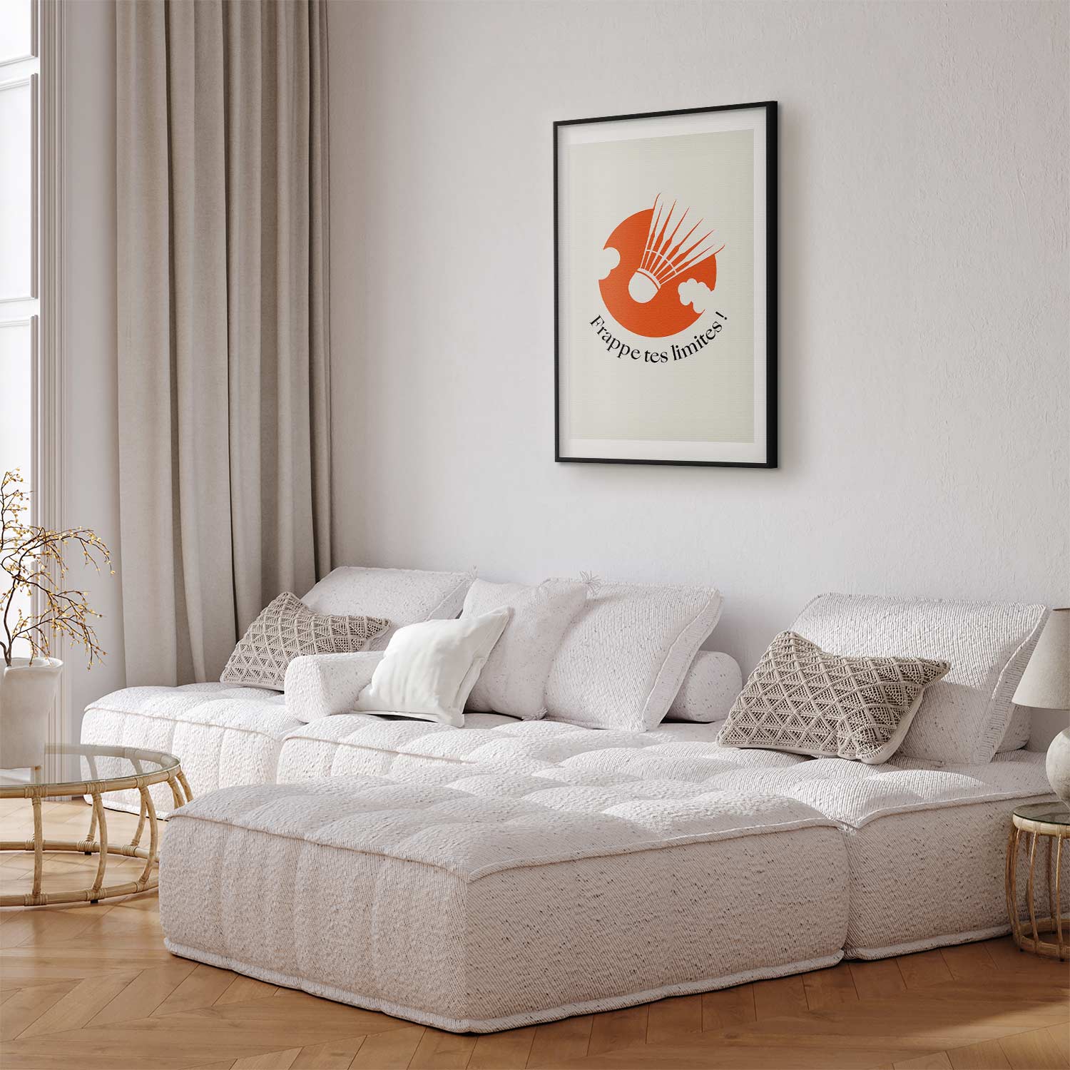 Abstract Shuttlecock Orange Sun Sports Poster