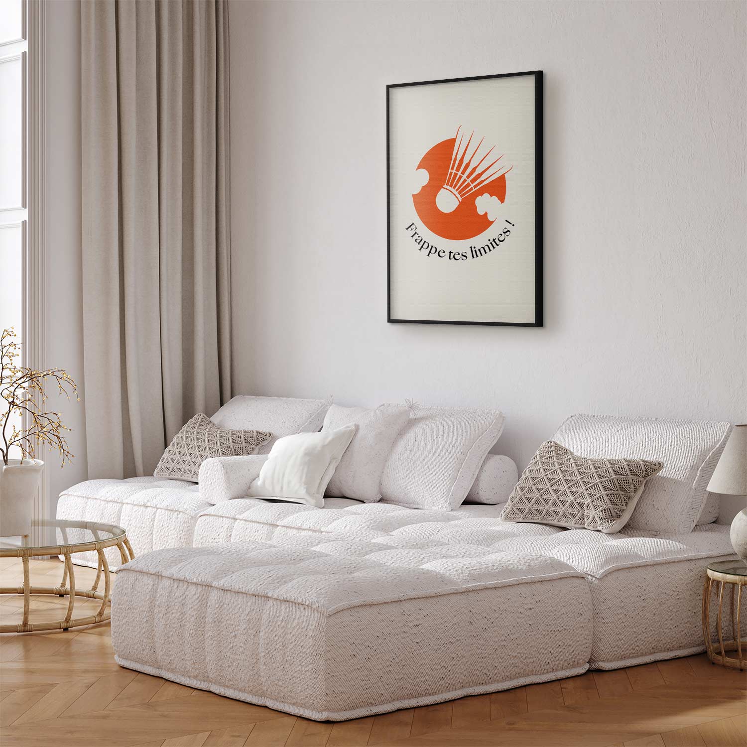 Abstract Shuttlecock Orange Sun Sports Poster