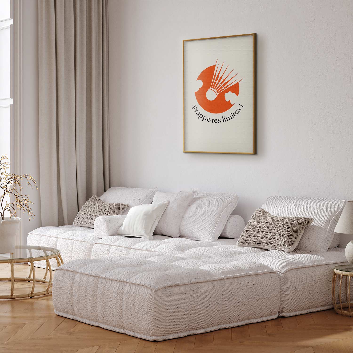 Abstract Shuttlecock Orange Sun Sports Poster