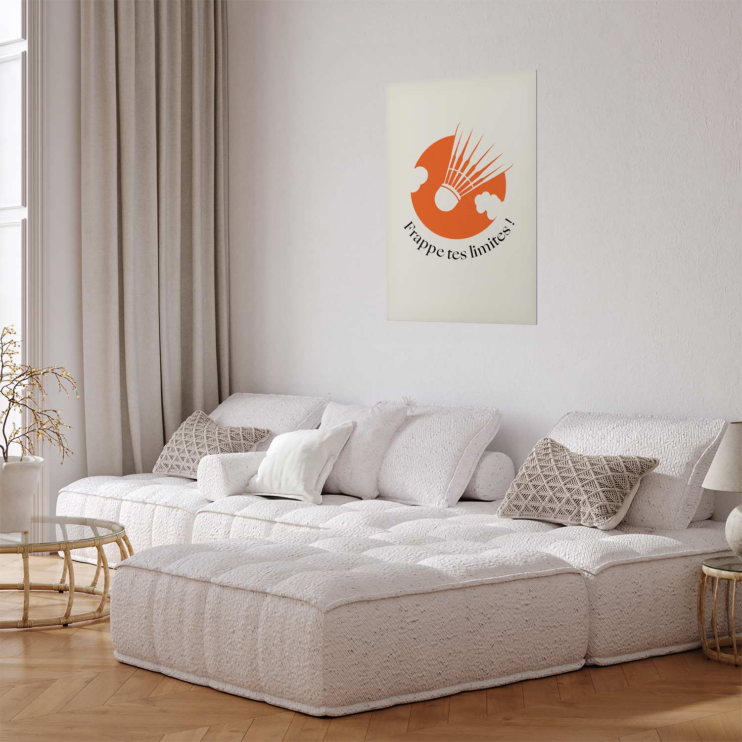 Abstract Shuttlecock Orange Sun Sports Poster