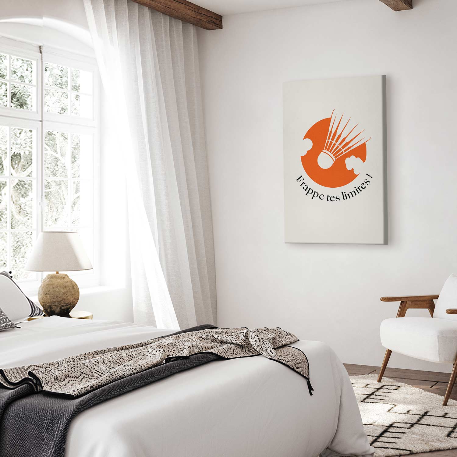 Badminton Shuttlecock Orange Circle Abstract Canvas Print