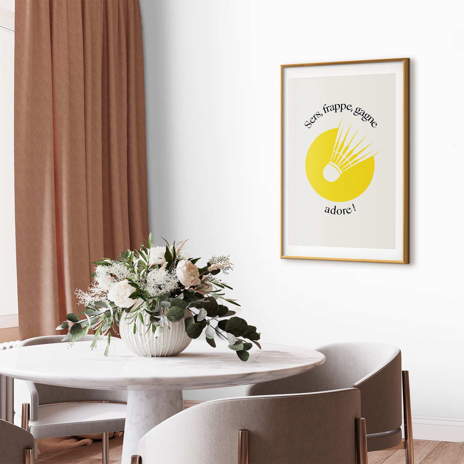 Abstract Shuttlecock Yellow Sun Sports Poster