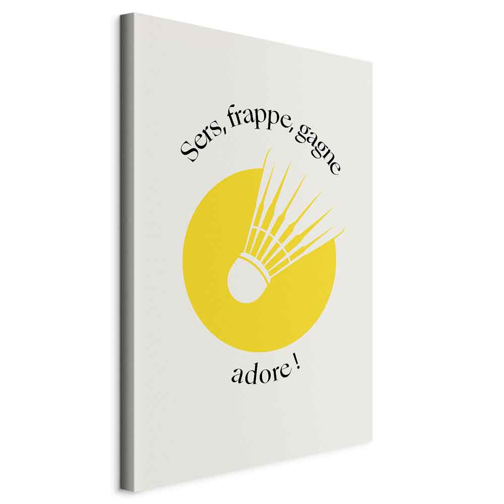 Canvas Print Abstract: Badminton Shuttlecock on Yellow Circle