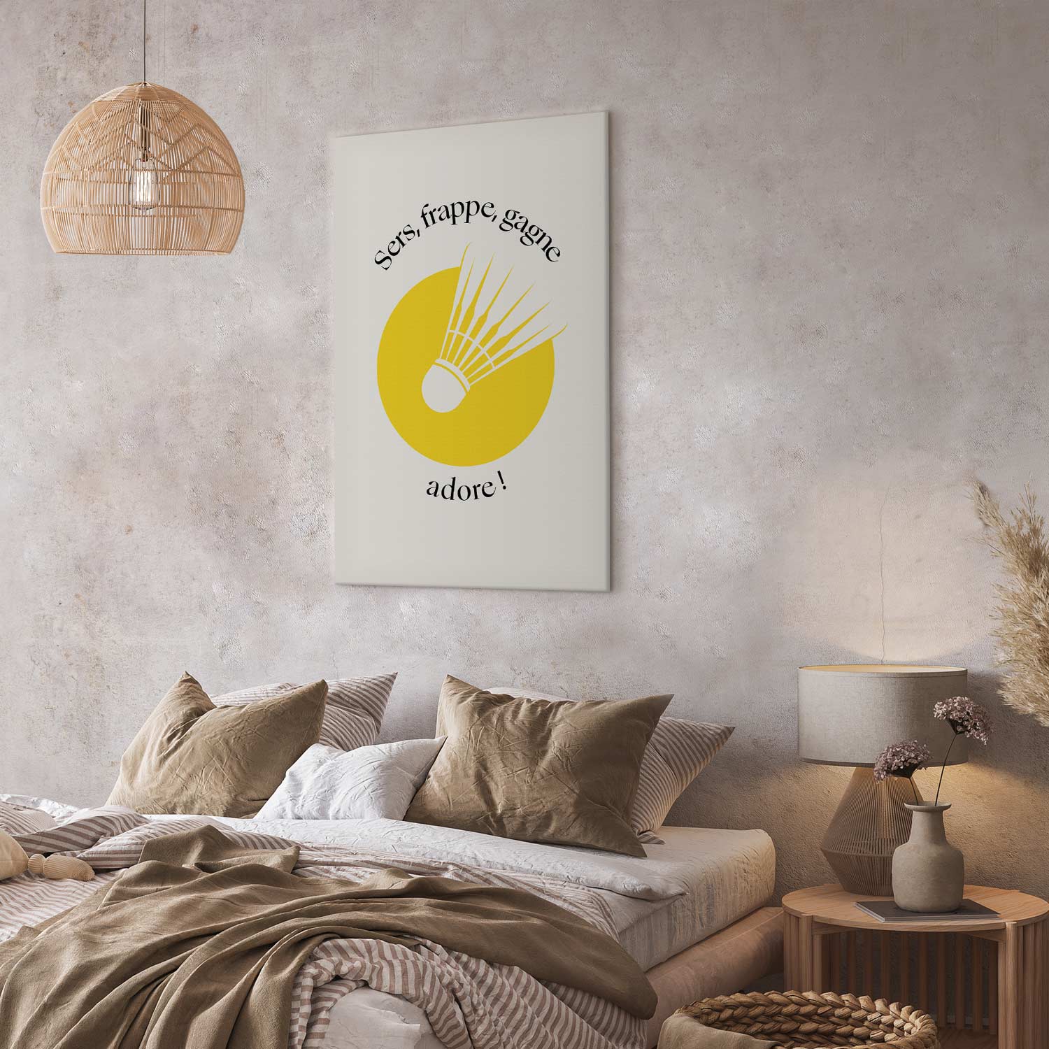 Badminton Shuttlecock Yellow Circle Canvas Print