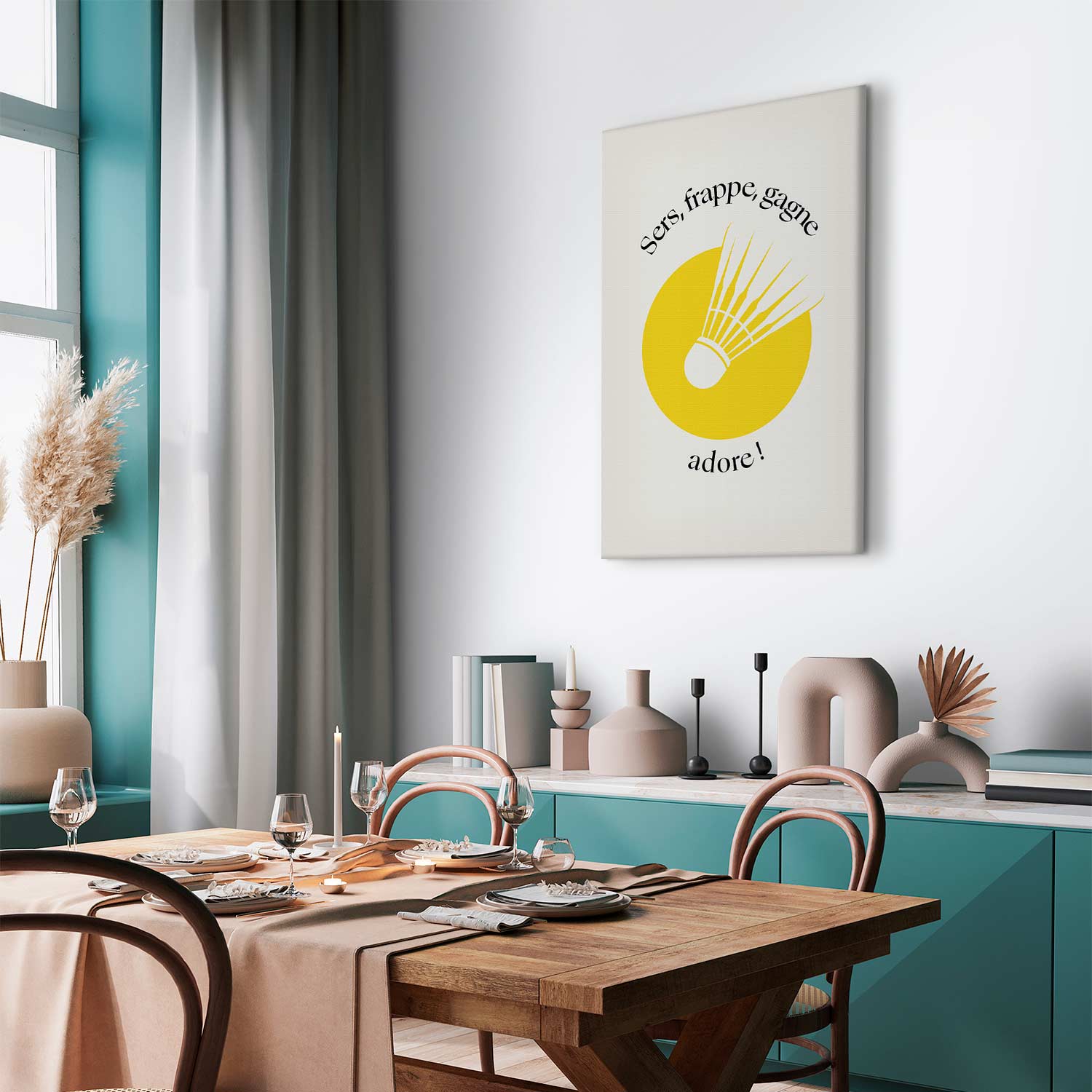 Badminton Shuttlecock Yellow Circle Canvas Print