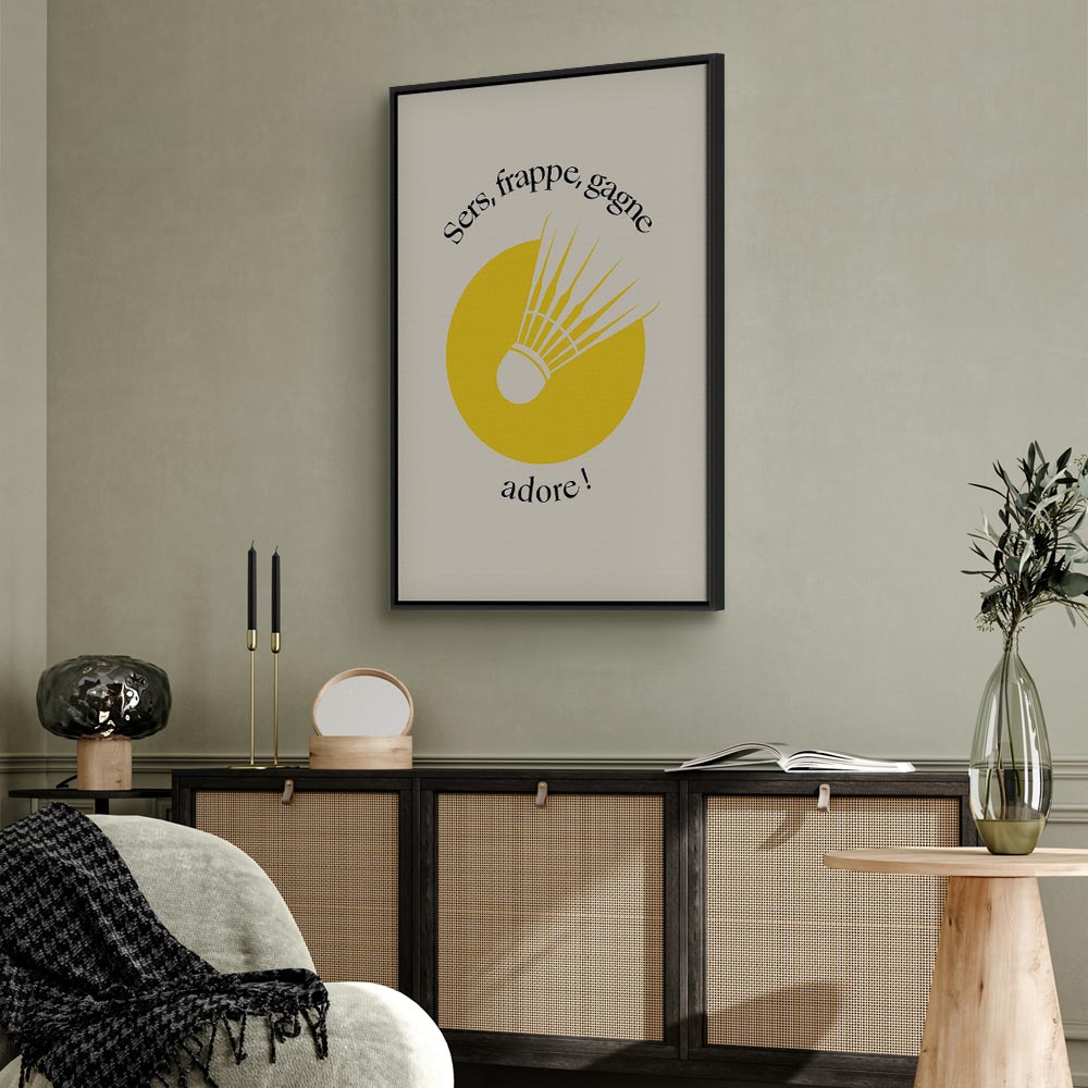 Badminton Shuttlecock Yellow Circle Canvas Print