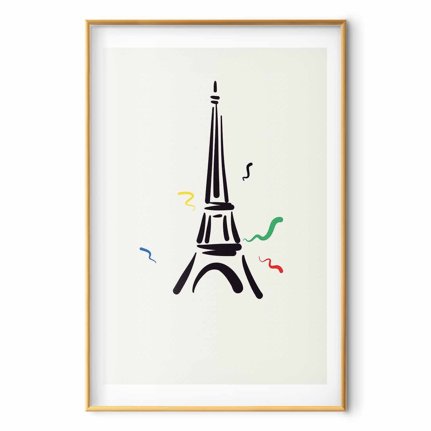 Eiffel Tower Black Illustration Poster