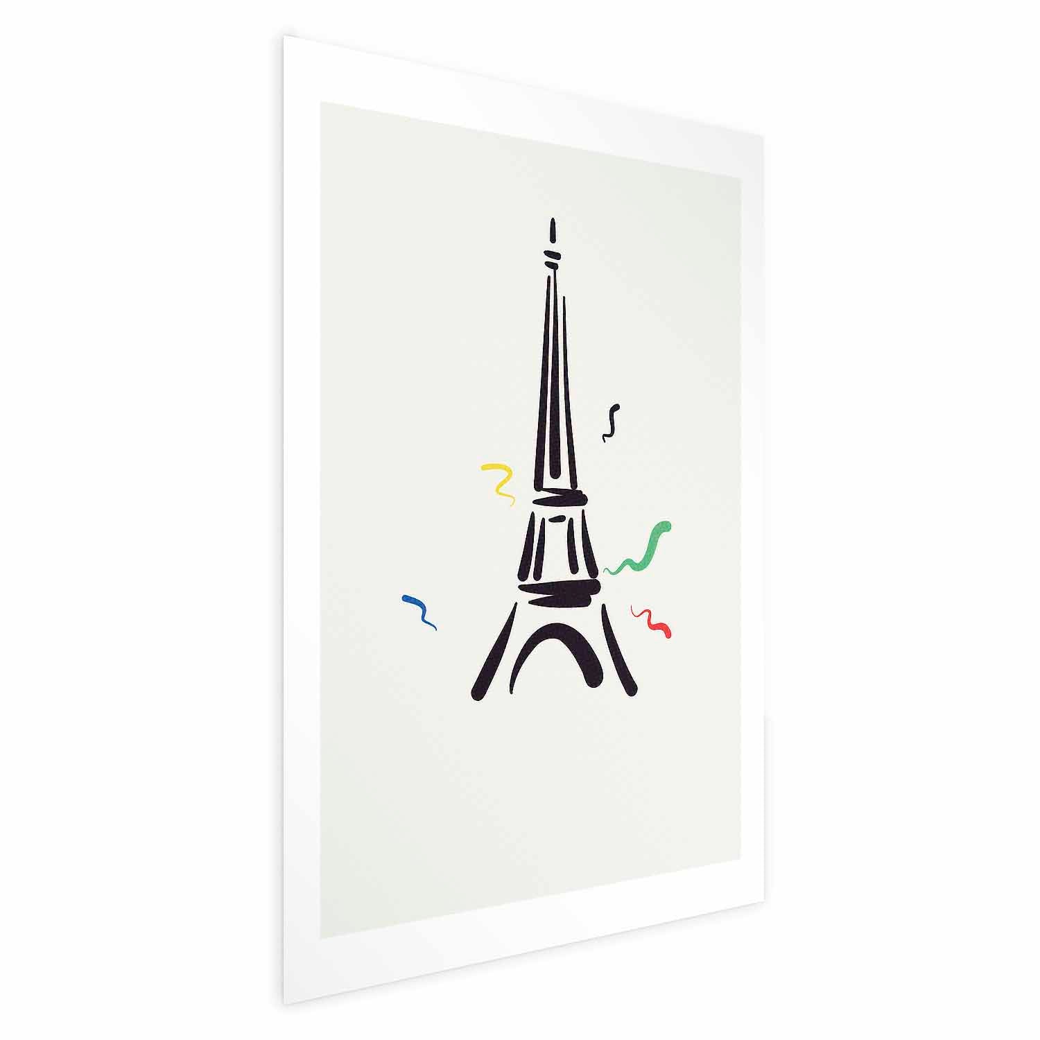 Eiffel Tower Black Illustration Poster