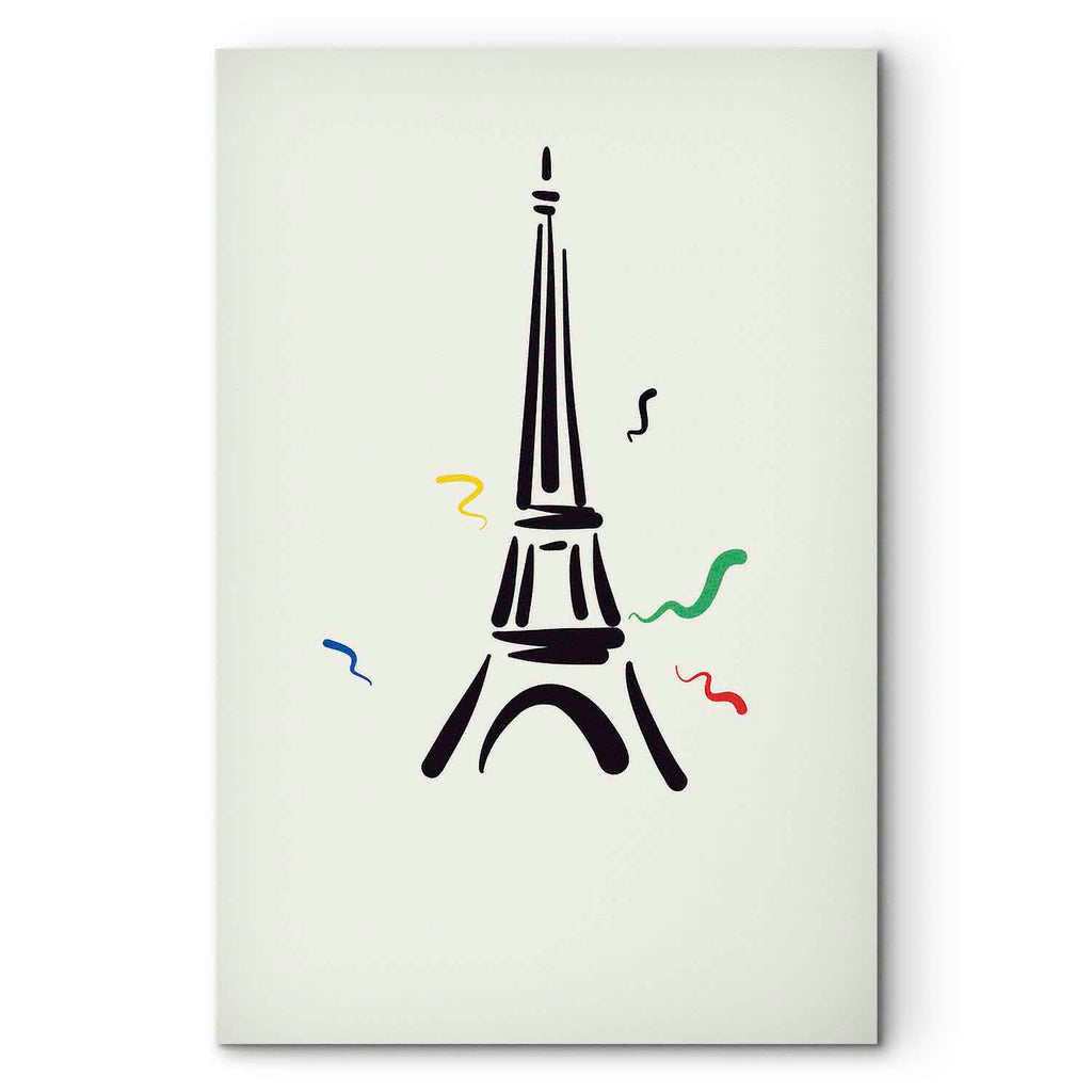 Eiffel Tower Black Graphic Drawing Canvas Print