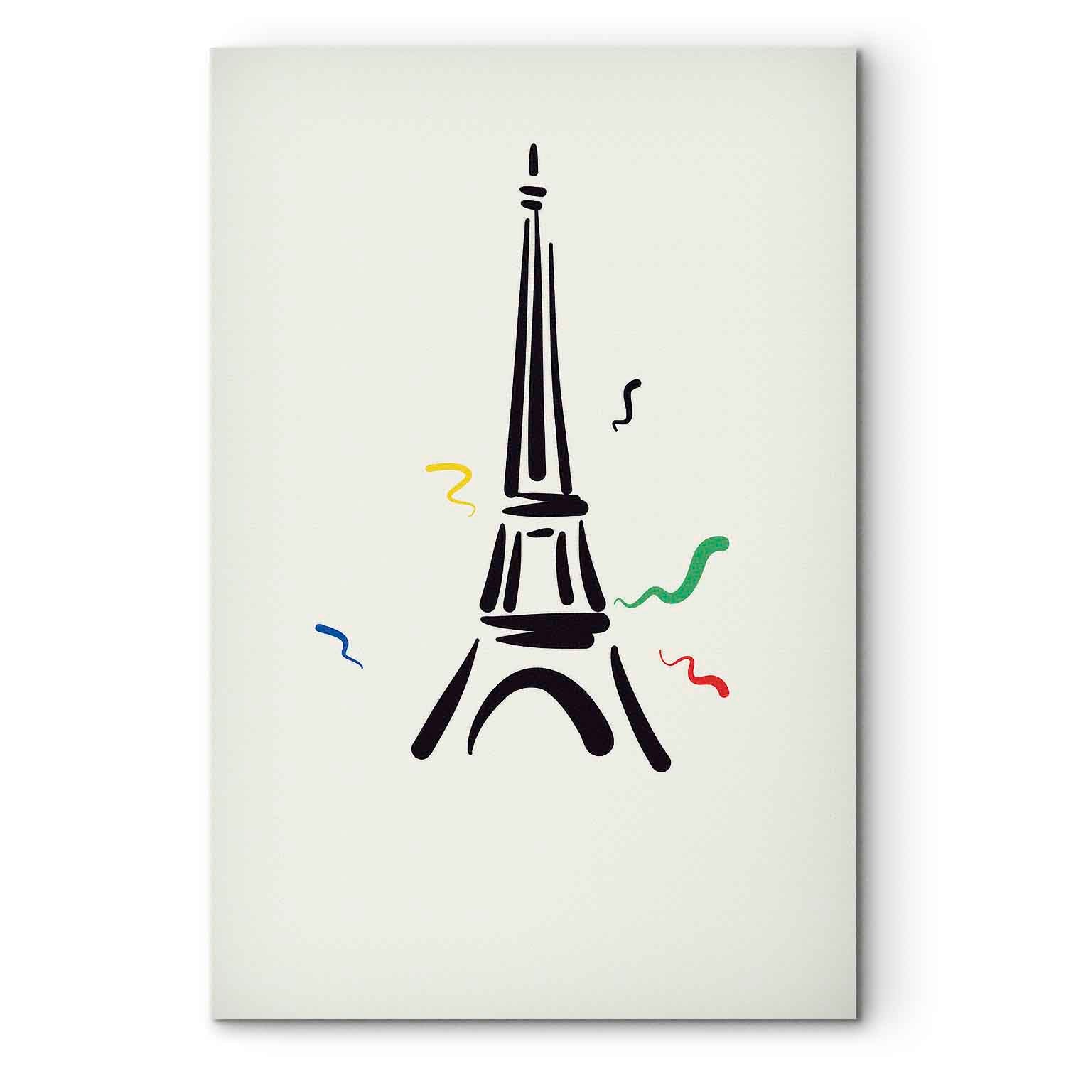 Eiffel Tower Black Graphic Drawing Canvas Print