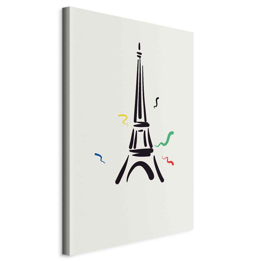 Canvas Print - Black Eiffel Tower Graphic on Cream Background