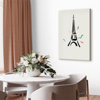 Canvas Print - Black Eiffel Tower Graphic on Cream Background