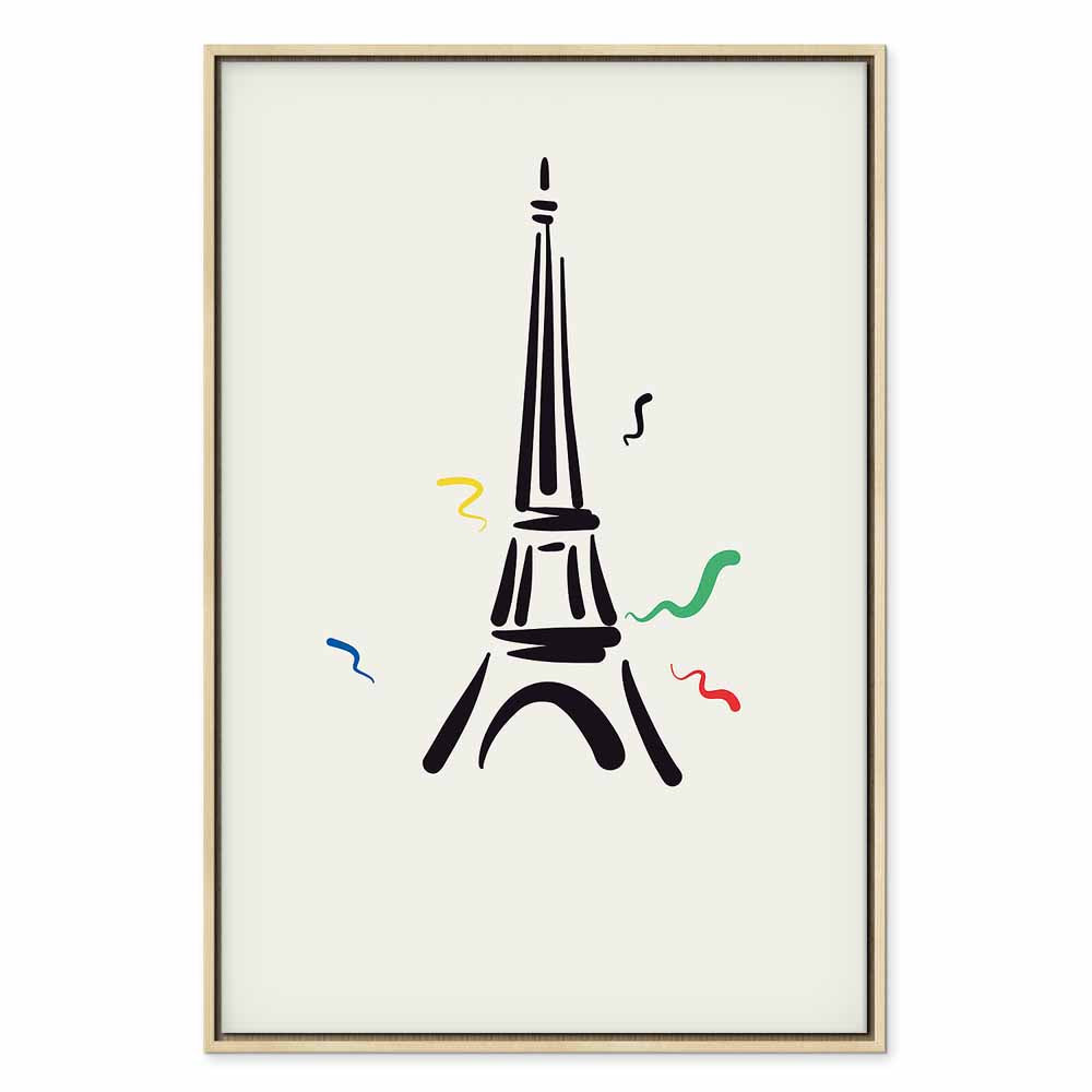 Eiffel Tower Black Graphic Drawing Canvas Print