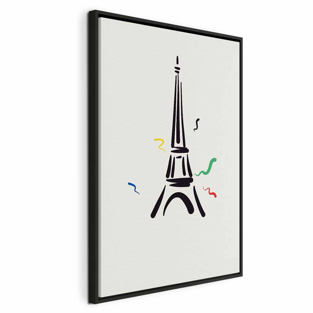 Eiffel Tower Black Graphic Drawing Canvas Print