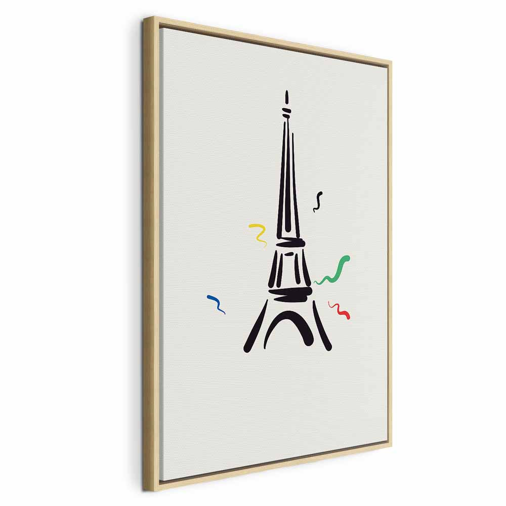 Eiffel Tower Black Graphic Drawing Canvas Print