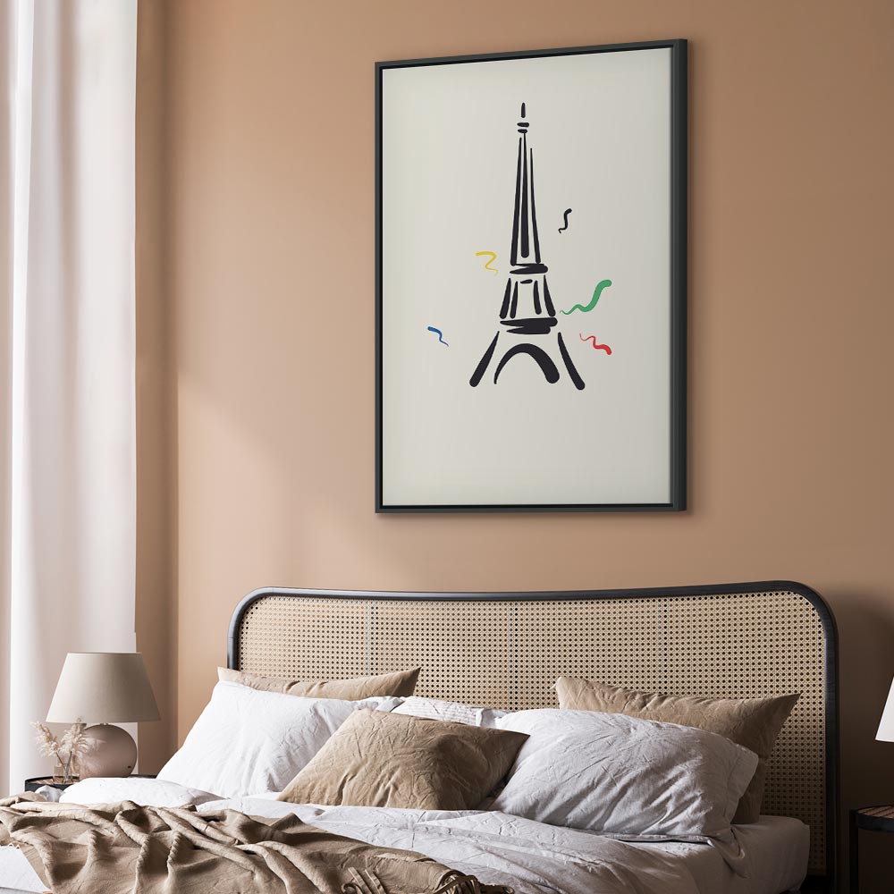 Eiffel Tower Black Graphic Drawing Canvas Print