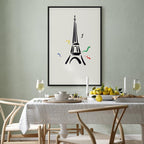 Eiffel Tower Black Graphic Drawing Canvas Print