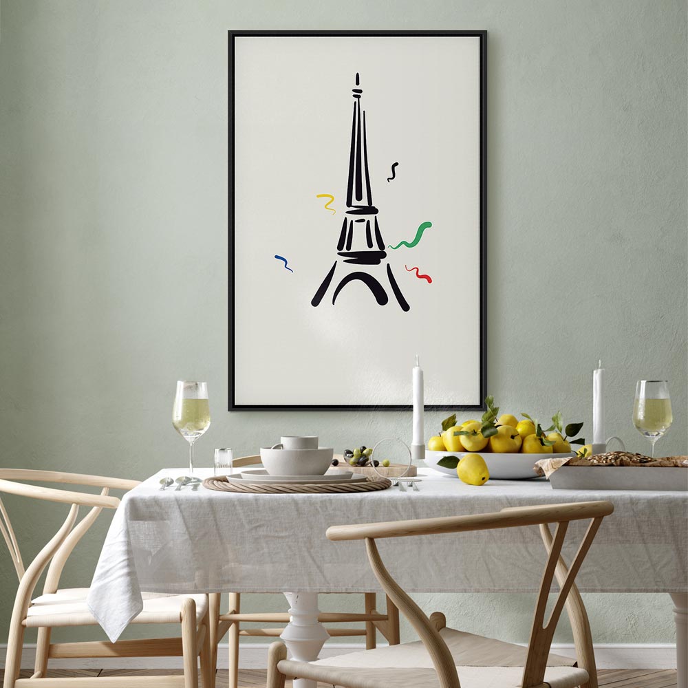 Eiffel Tower Black Graphic Drawing Canvas Print