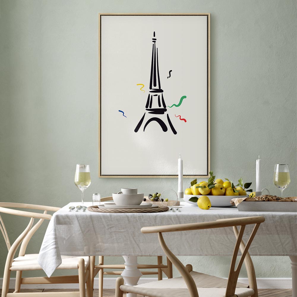 Eiffel Tower Black Graphic Drawing Canvas Print