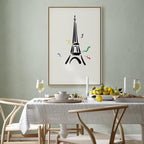 Eiffel Tower Black Graphic Drawing Canvas Print