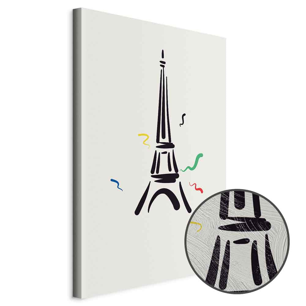Eiffel Tower Black Graphic Drawing Canvas Print