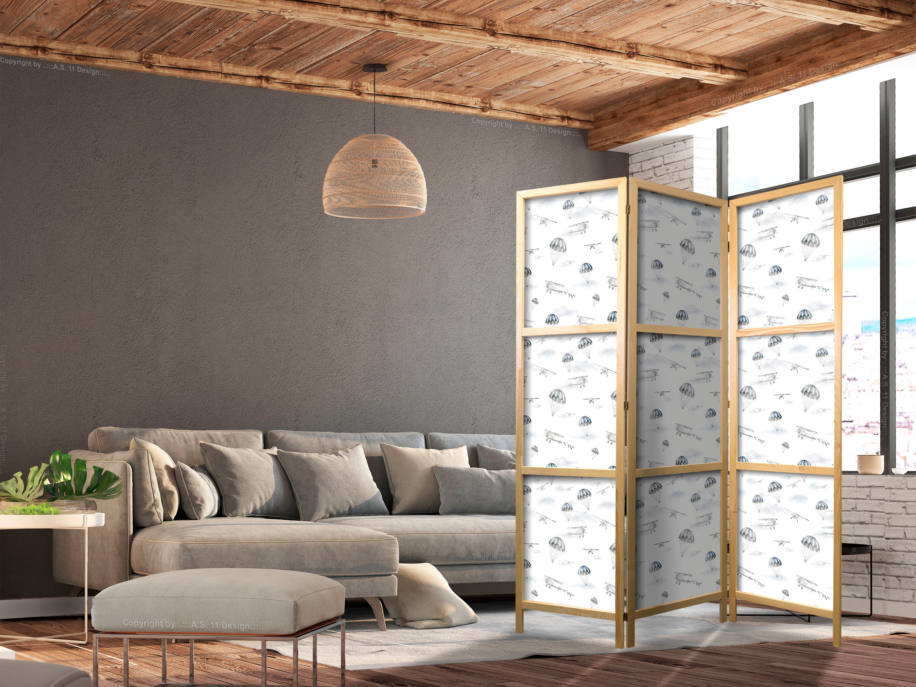 Japanese Room Divider - Watercolor Sky