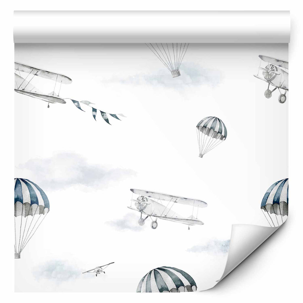 Watercolor Airplane Wallpaper for Children