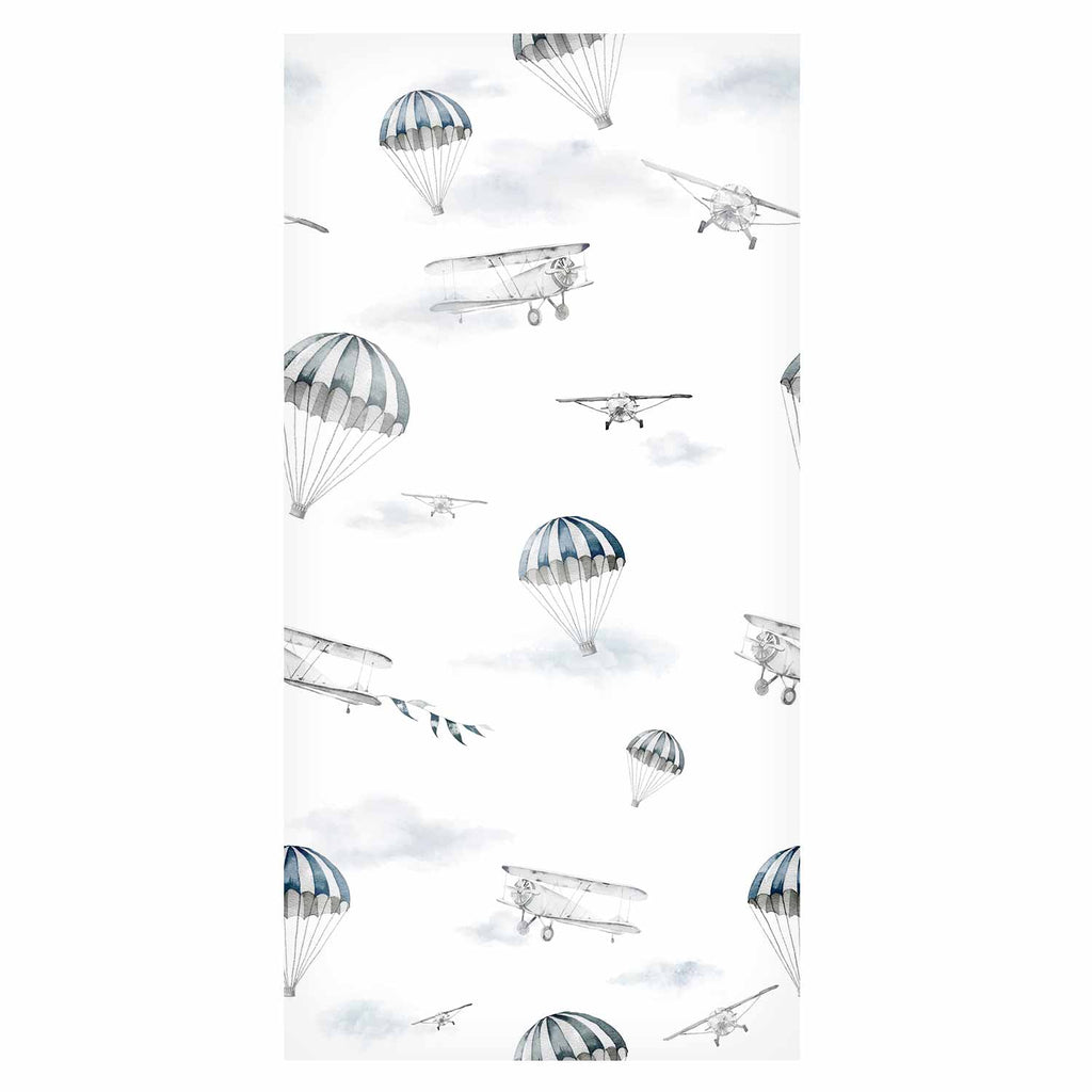Watercolor Airplane Sky Children's Wallpaper