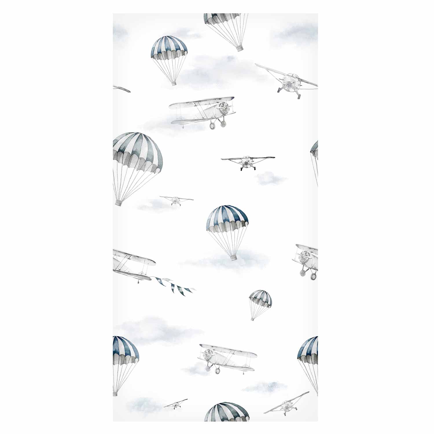 Watercolor Airplane Sky Children's Wallpaper