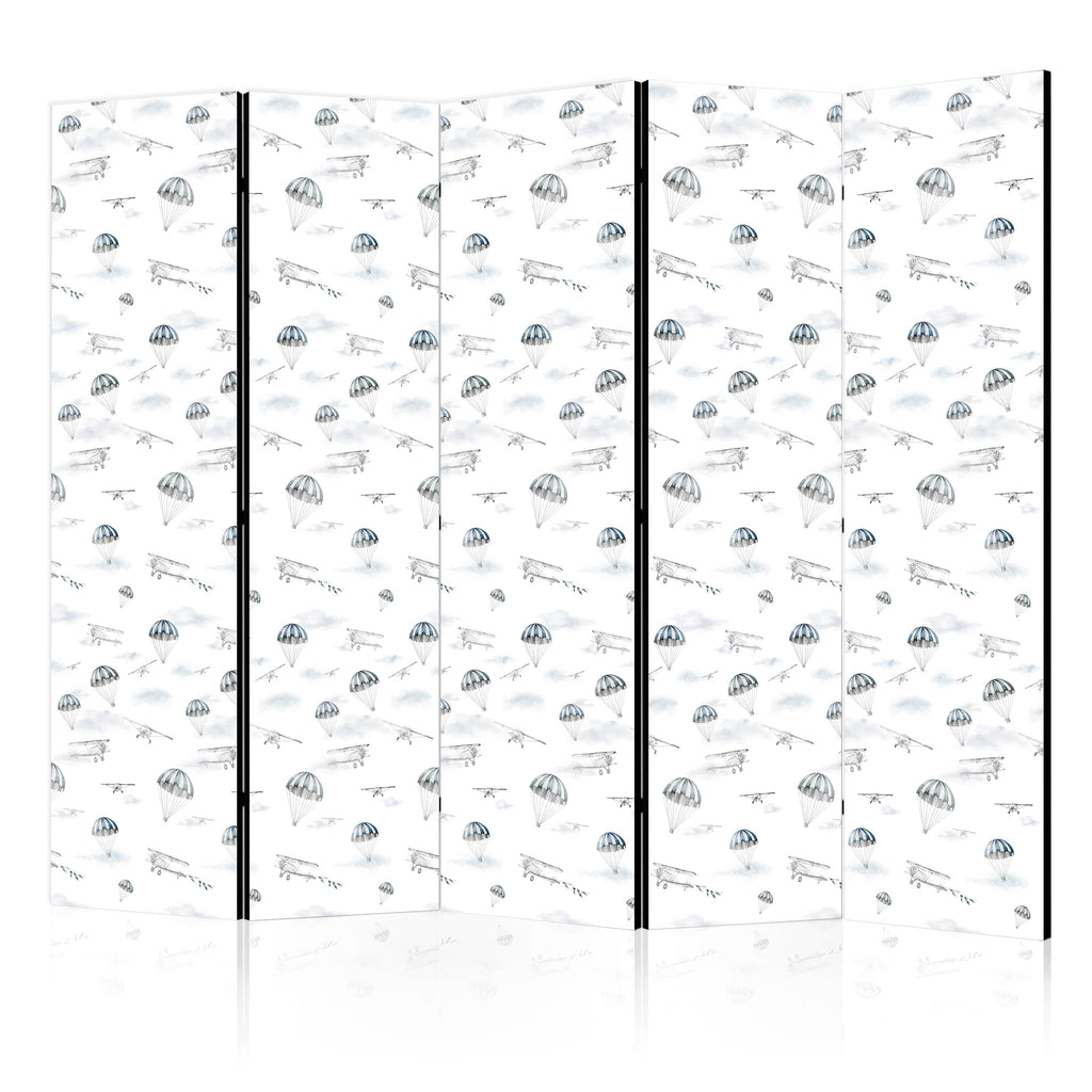 Room Divider Watercolor Air Show on Bright Sky with Delicate Clouds