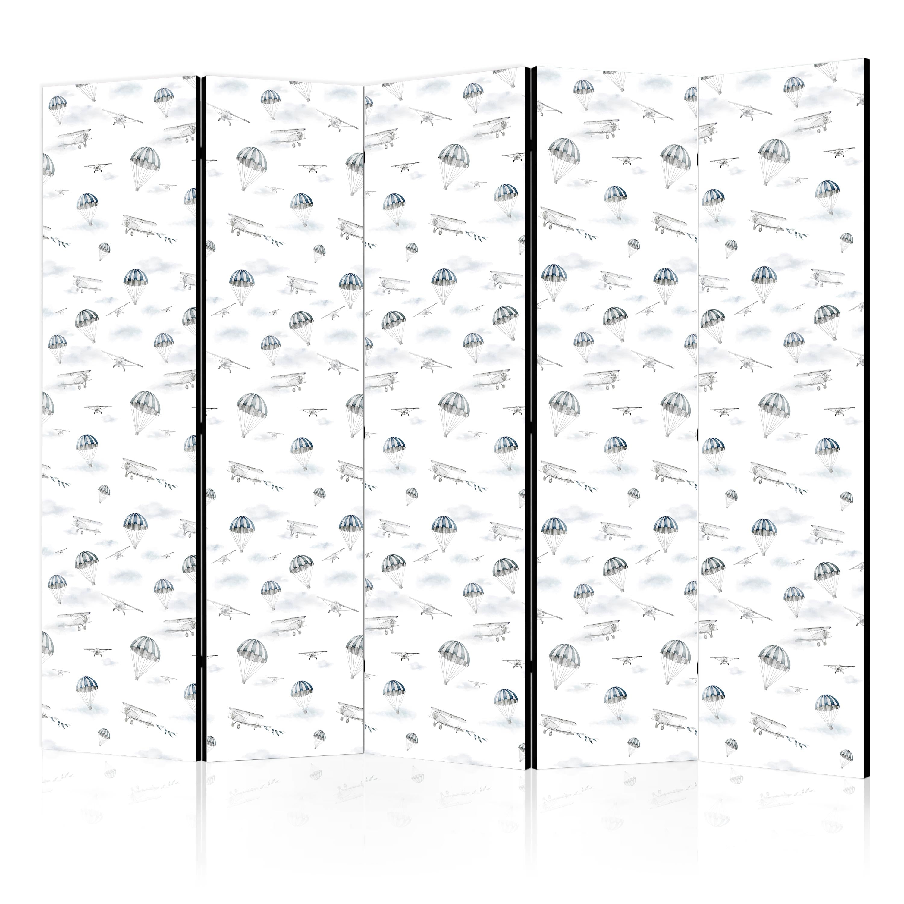 Room Divider Watercolor Air Show on Bright Sky with Delicate Clouds