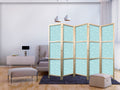 Airplane Outline Turquoise 5-Panel Japanese Room Divider