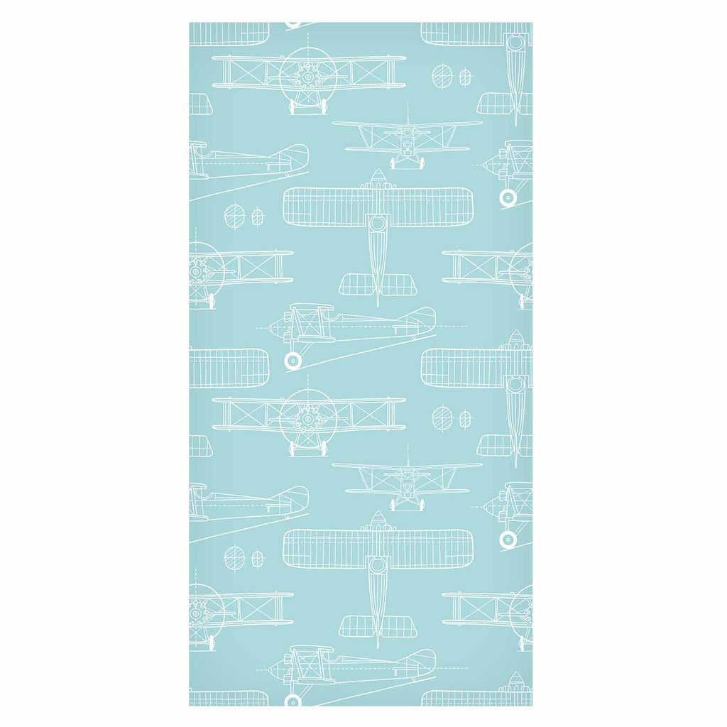 White Airplane Outline Turquoise Wallpaper