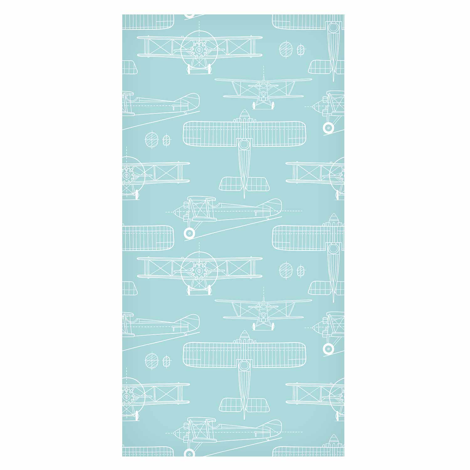 White Airplane Outline Turquoise Wallpaper