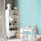 White Airplane Outline Turquoise Wallpaper
