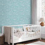 White Airplane Outline Turquoise Wallpaper