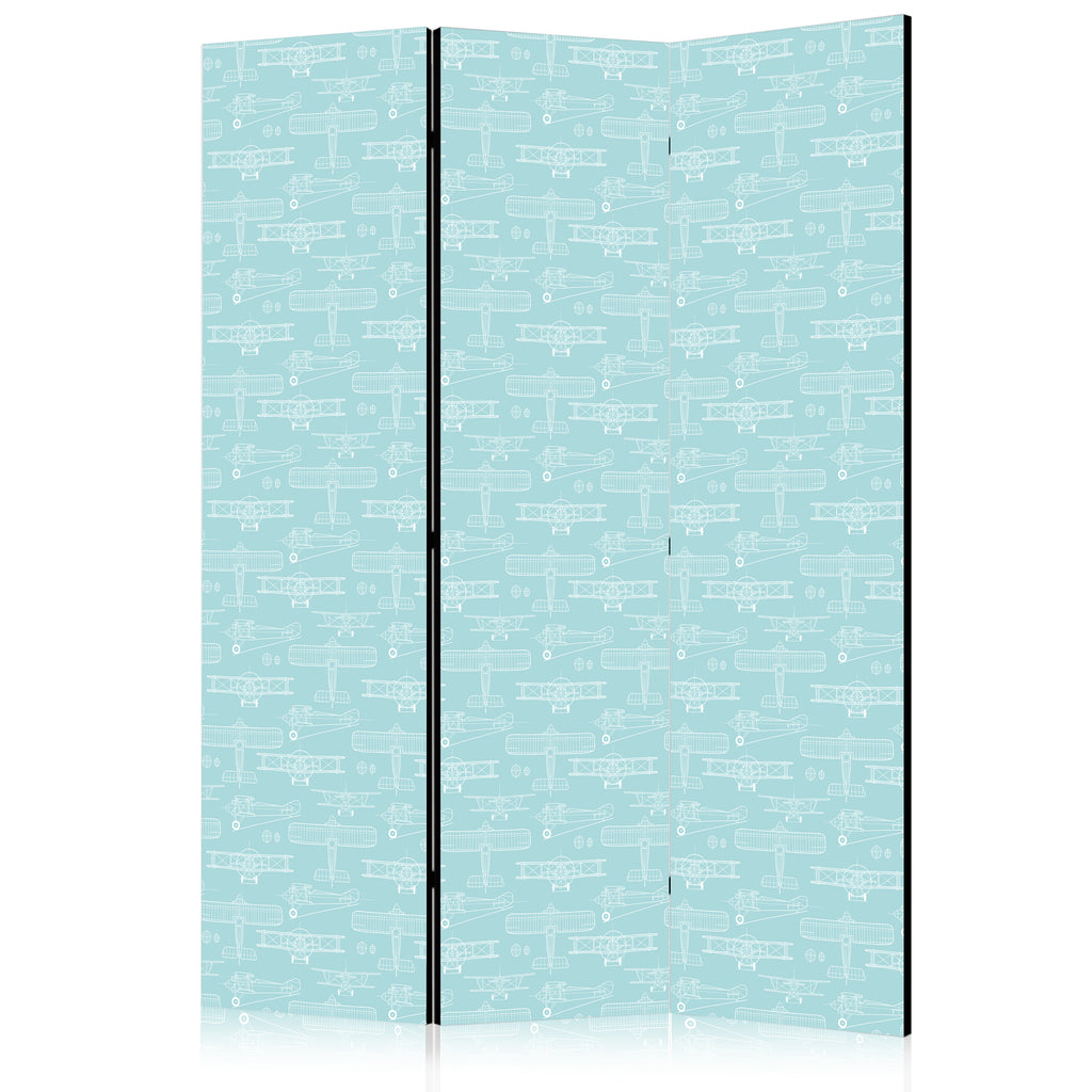 Room Divider - Sketch - Airplane Outline on White with Turquoise Background