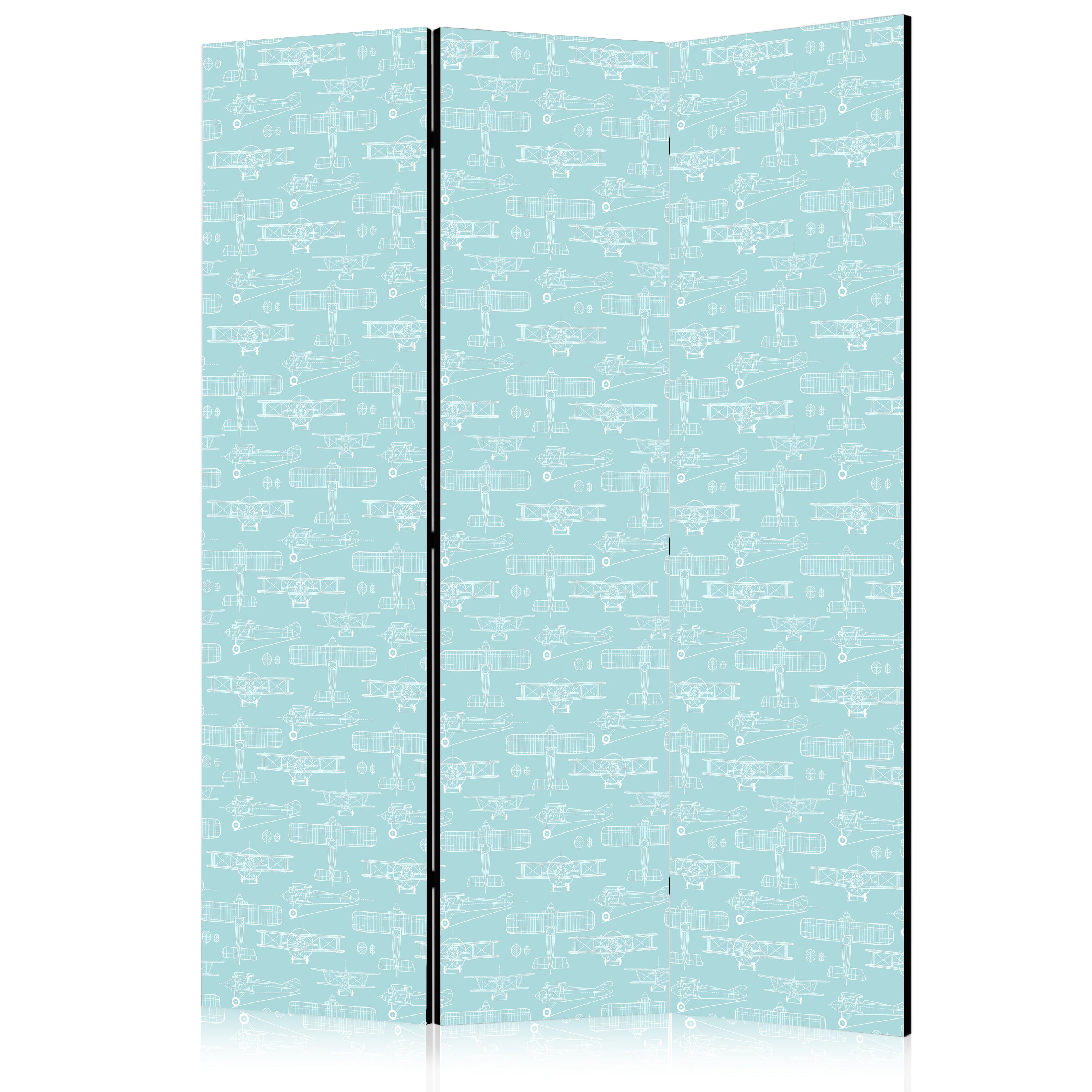 Room Divider - Sketch - Airplane Outline on White with Turquoise Background