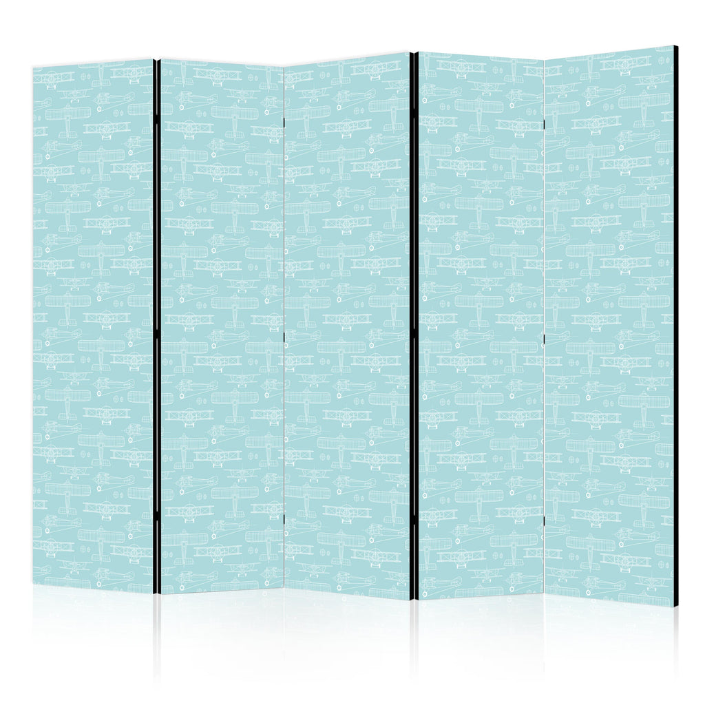 Room Divider Sketch - Airplane Outline on Turquoise