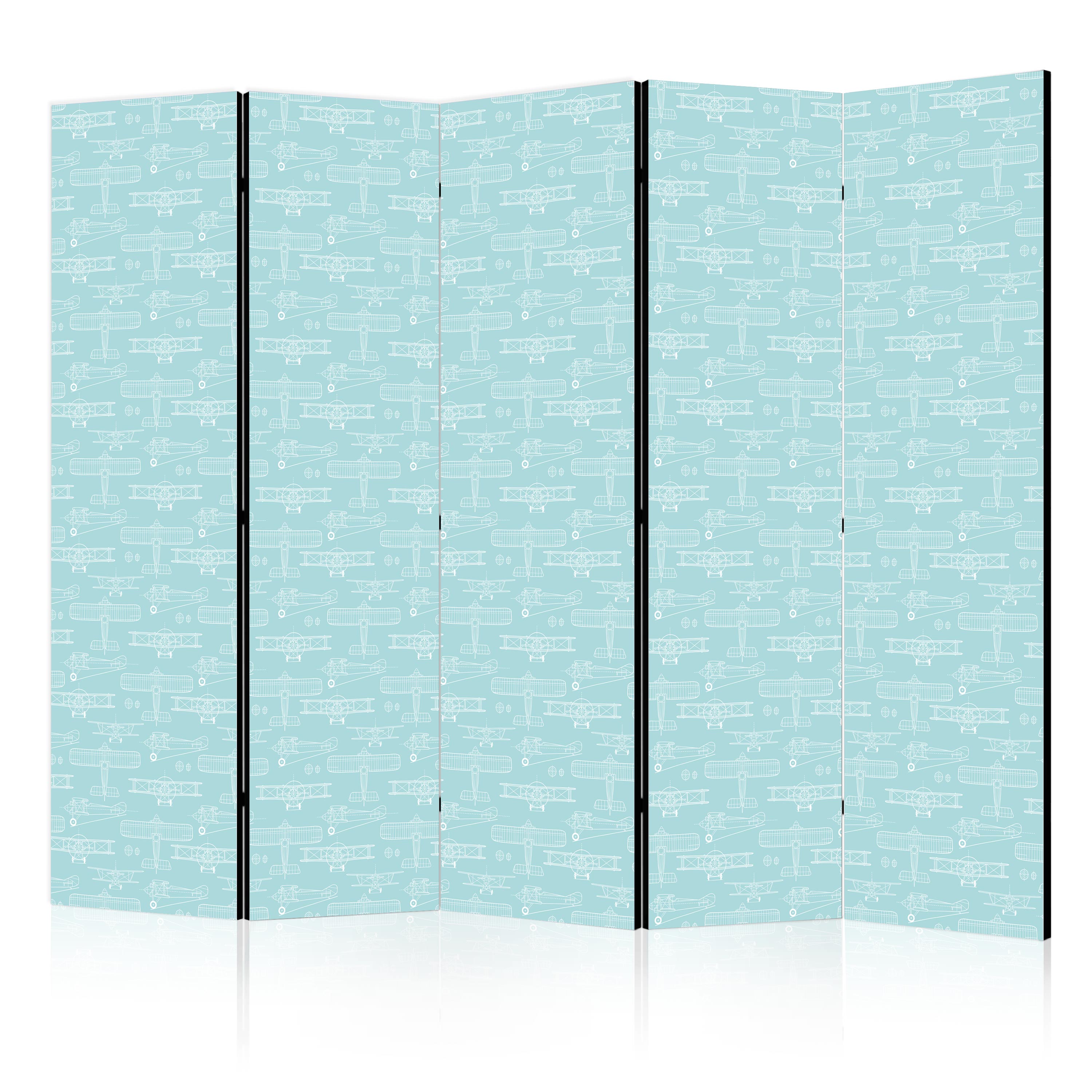 Room Divider Sketch - Airplane Outline on Turquoise