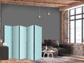 White Airplane Sketch Turquoise 5-Panel Room Divider
