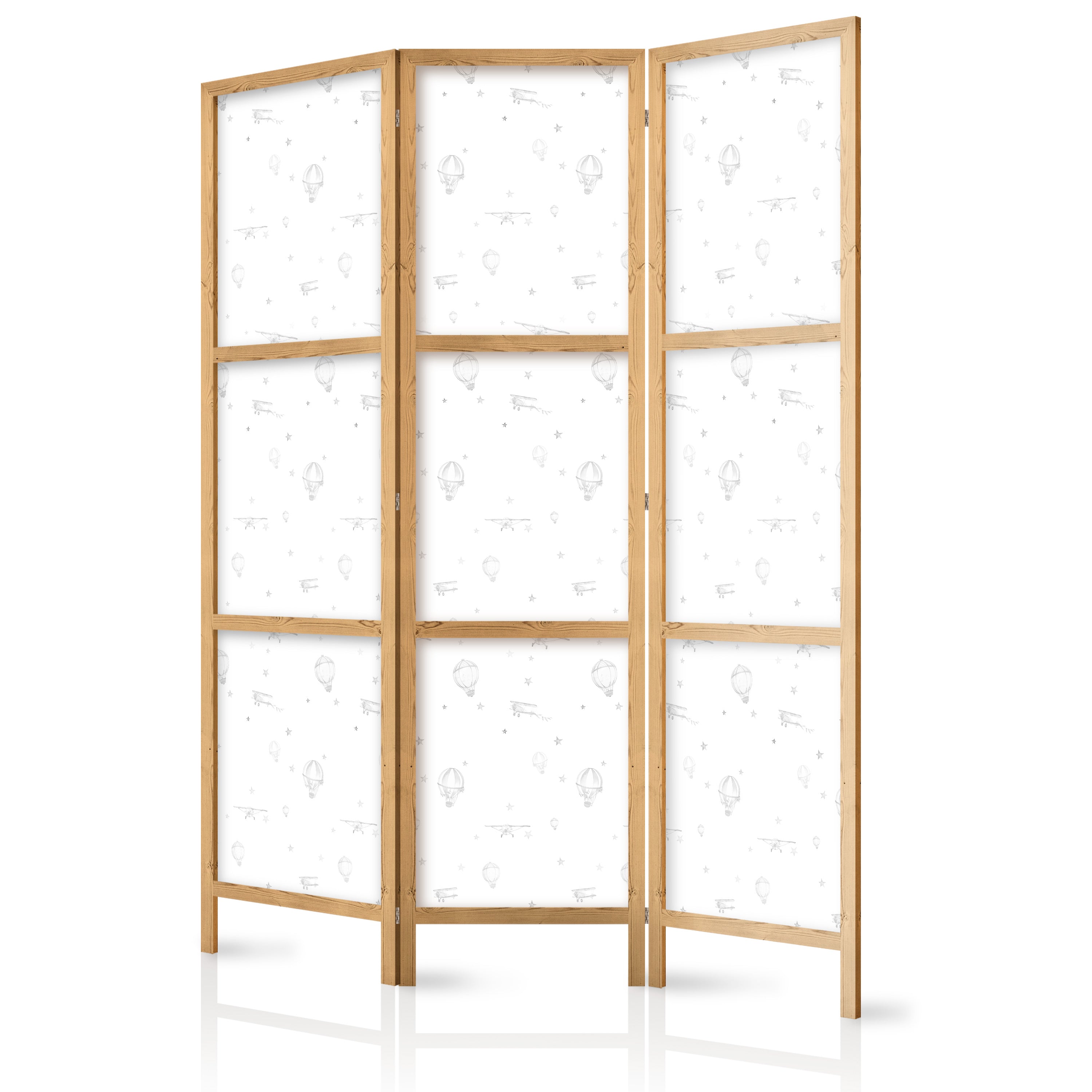 Japanese Room Divider - Watercolor Airplanes and Balloons