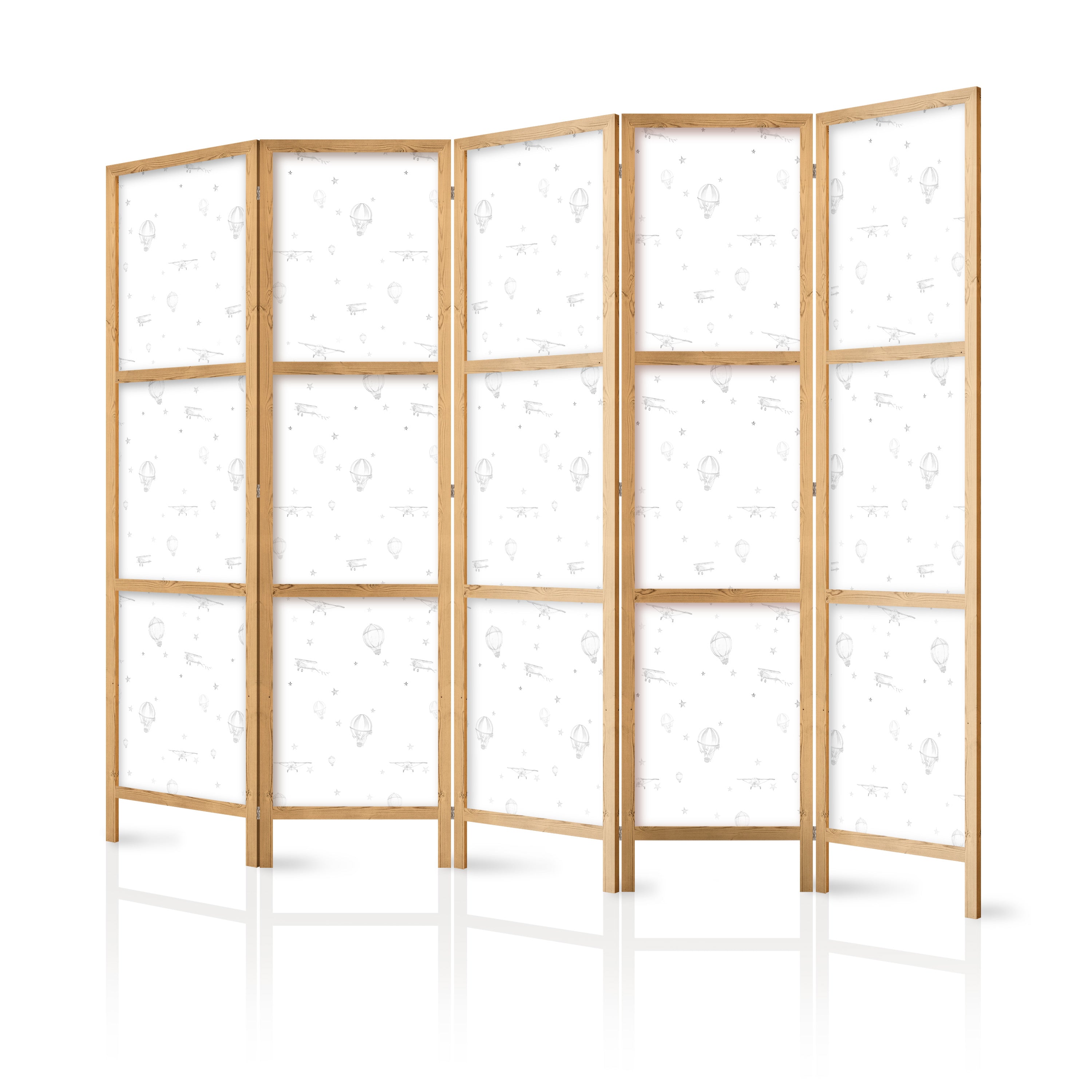 Watercolor Japanese Room Divider Planes & Balloons