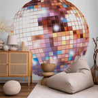 Rose Gold Disco Ball Shine Round Wall Murals