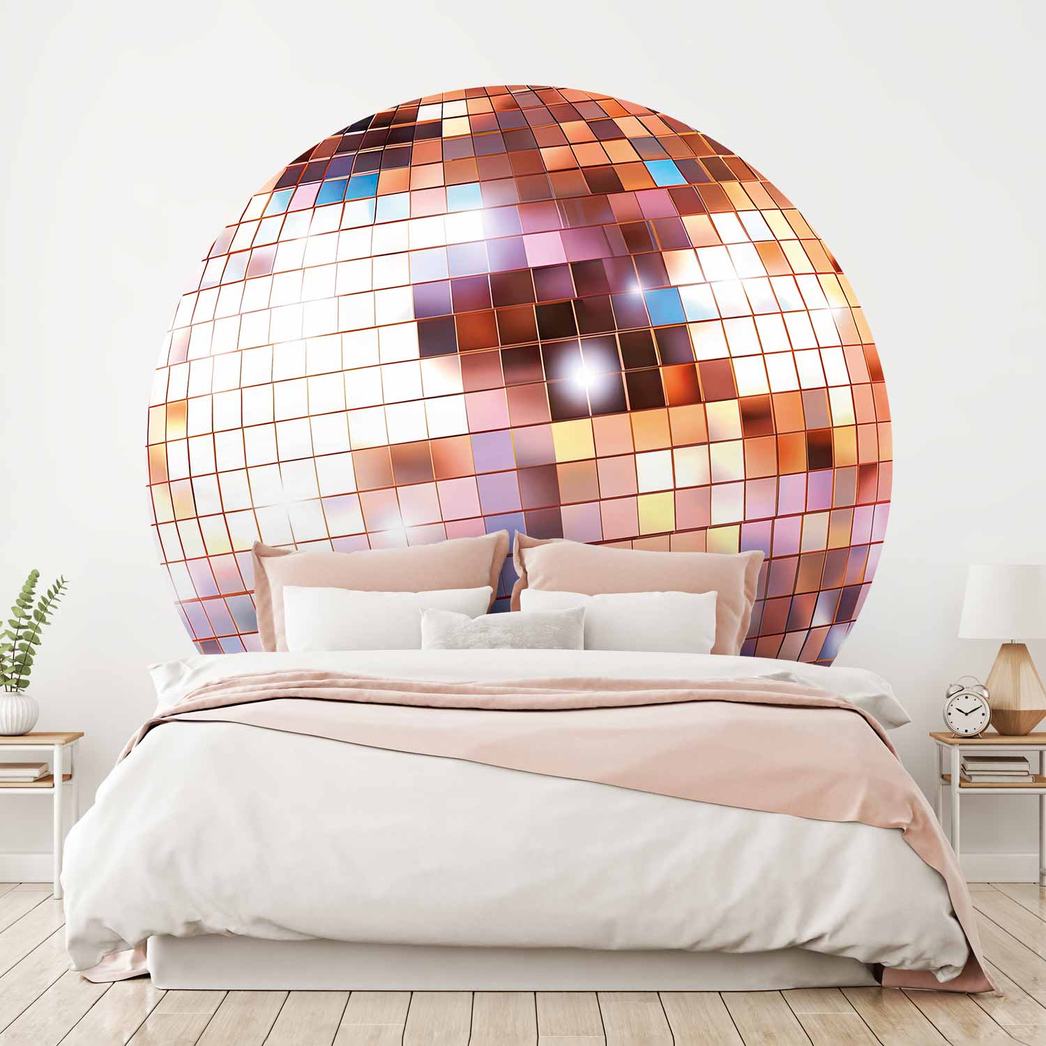 Rose Gold Disco Ball Shine Round Wall Murals