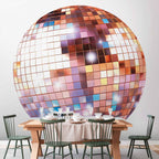 Rose Gold Disco Ball Shine Round Wall Murals