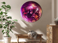 Magenta Disco Ball 3D Round Canvas Print