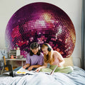Magenta Disco Ball Round Wall Mural